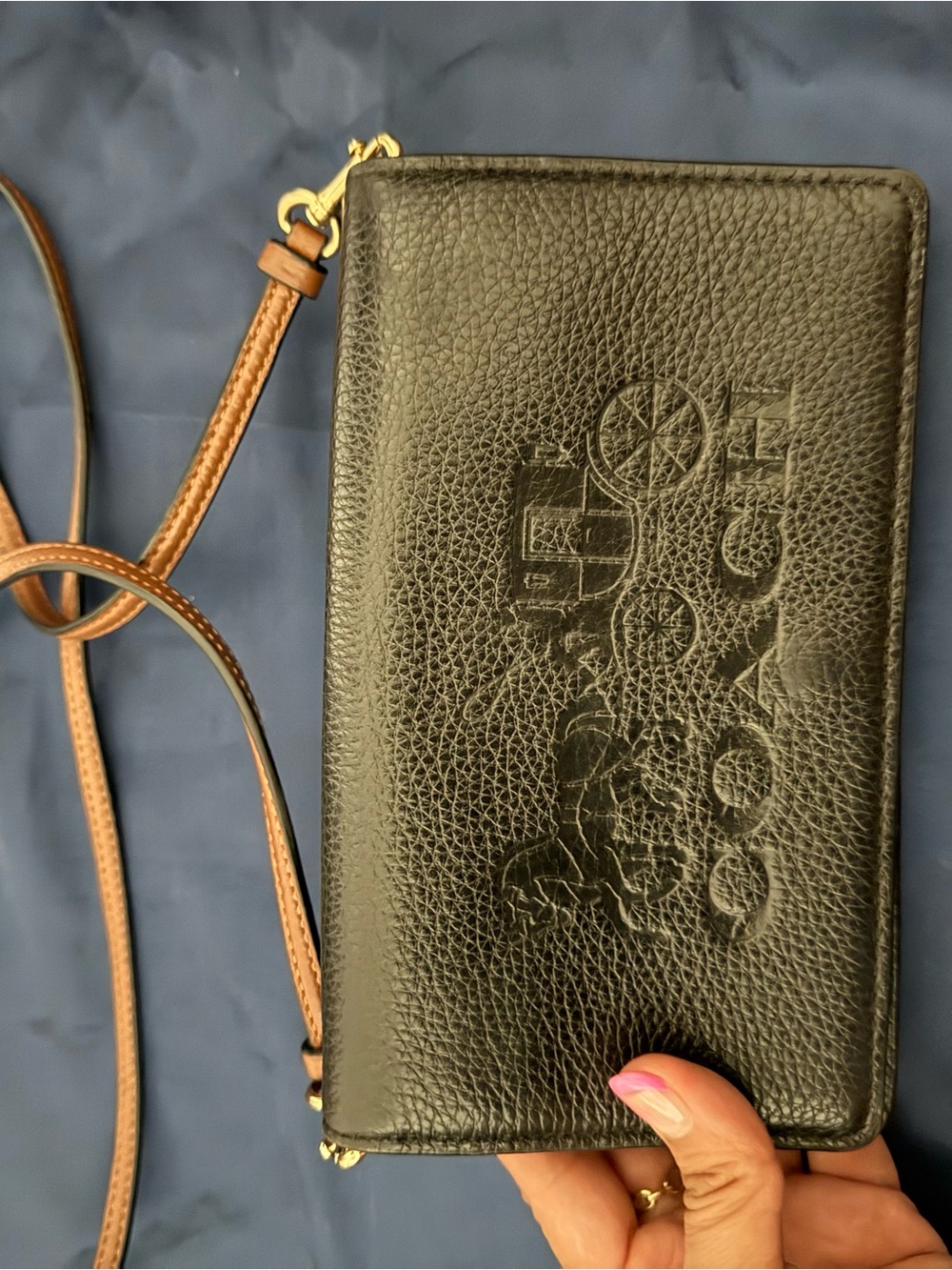 Coach Black Pebbled Leather Crossbody with Brown Strap - Picture 2 of 7